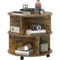 3 Tier Round Coffee Table with Storage Shelves for Living Room, Rustic Brown