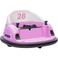 AIYAPLAY 360 Rotation Kids Bumper Car, 12V Waltzer Car with Remote Control, Dual Joysticks, Music Lights - Pink Aosom UK