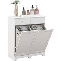 HOMCOM Duo Hamper Laundry Storage Cabinet - White