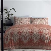 Appletree Anika Velvet Duvet Set, Double, Terracotta