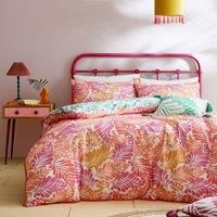 Appletree - Pink Tropical Leaf Duvet Cover - King Bedding Size (230 x 220cm) - 100% Cotton - Reversible 2 Colours - 2 Pillowcases - Green Jungle Duvet Set - Tropical Palm Leaves Bedding in Pink