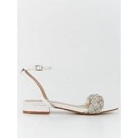 Raid Be Mine Morgan Embellished Strap Flat Sandal - Ivory Satin