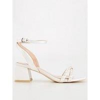 Raid Be Mine Wide Fit Shellie Pearl Strap Block Heel - Ivory Satin