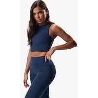 Gym King Womens Peach Luxe High Neck Tank - Rich Blue