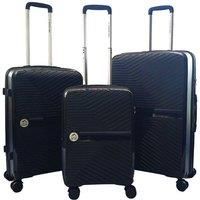 Hard Shell Black Suitcase PP Cabin Luggage Case 8 Wheel Travel Holiday Bag Set