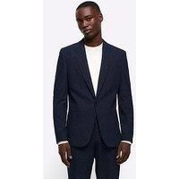 River Island Speckled Slim Suit Jacket - Navy