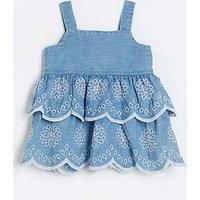 River Island Baby Baby Girl Denim Embroidered Dress - Blue