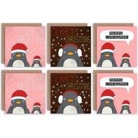 Christmas Cards x6 Cute Penguin Santa Hat Kids Set (3 Designs) XMIXPACK006_CS