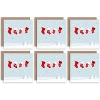 Christmas Cards 6 Pack - Cute Christmas Stocking Kids Set Xmas XMPACK021_CS