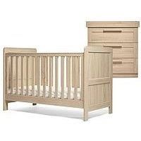 Mamas & Papas Atlas 2 Piece Nursery Furniture Set with Cot Bed and Baby Dresser/Changer – Light Oak