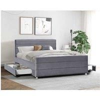 Plush Velvet Roma Bed With Storage - Grey