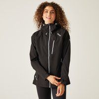 Regatta Women Birchdale' Breathable Taped Seams Adjustable Hood Jackets Waterproof Shell - Black/White, Size 16