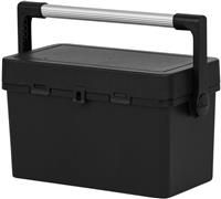 46cm Portable Tool Box With Tote Tray & Lid Heavy Duty Black Recycled Storage