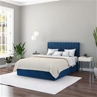 Aspire Grant Upholstered Ottoman Bed Velvet Navy Small Double