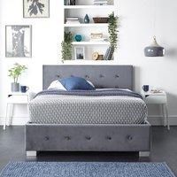 Aspire Beds Upholstered Side Opening Storage Ottoman Bed in Steel Plush Velvet, Grey Linen or Silver Crushed Velvet Fabrics - Crushed Velvet (Super King 6ft 180 * 200)