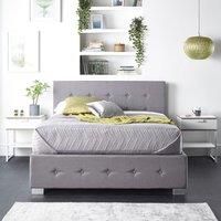 Aspire Beds Upholstered Side Opening Storage Ottoman Grey Linen Velvet Fabrics