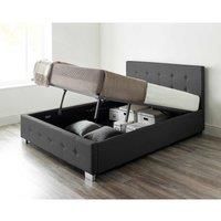 Aspire Furniture Ottoman Bed Double Black Linen & Double Comfort Eco Mattress