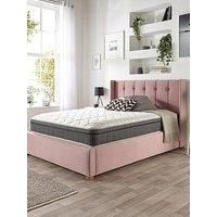 Aspire Furniture Ottoman Bed Single Beige Linen & Double Comfort Eco Mattress