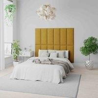 Aspire Easymount Wall Mounted Upholstered Panels Modular Diy Headboard In Plush Velvet Fabric Ochre (pack Of 4)