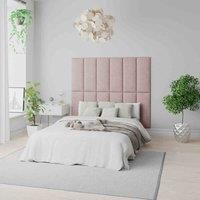 Aspire Easymount Wall Mounted Upholstered Panels Modular Diy Headboard In Pure Pastel Cotton Fabric Tea Rose (pack Of 4)