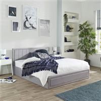 Aspire Beds Castleton Grey Linen Quilted Headboard Ottoman Storage Bed Frame, Double (135 * 190 cm)