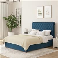 Aspire Taylor Kingsize Velvet End Lift Ottoman Bed - Navy