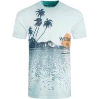 Weird Fish Sunlight Washed Out Slub T-Shirt Blue Surf Size M