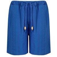 Weird Fish Mima Broderie Stretch Travel Shorts Cobalt Blue Size 10