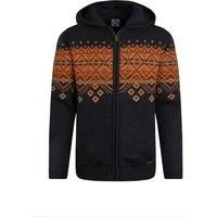 Weird Fish Bradwood Borg Lined Fair Isle Knit Full Zip Hoodie Midnight Size 2XL