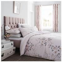 Catherine Lansfield Canterbury Blush Pink Sparkly Glitter Floral Duvet Cover Set