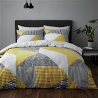 Catherine Lansfield Larsson Geo Easy Care Single Duvet Set Ochre