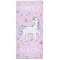 Catherine Lansfield Summer Unicorn 100% Cotton Velour Beach Towel, Multi