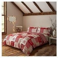 Catherine Lansfield Let It Snow Easy Care Double Duvet Set Red