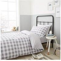 Bianca Check And Stripe Cotton Print Single Duvet Set Grey