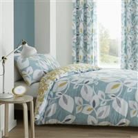 Catherine Lansfield Inga Leaf Easy Care, Double Duvet Set, Teal