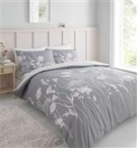 Catherine Lansfield Bedding Meadowsweet Floral Double Duvet Cover Set with Pillowcases Pink Grey