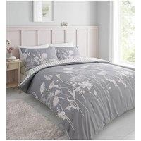 Catherine Lansfield Meadowsweet Floral Easy Care Super King Duvet Set Pink/Grey