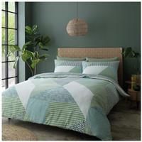 Catherine Lansfield Larsson Geo Easy Care Double Duvet Set Green