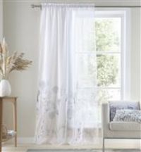 Meadowsweet Floral Tab Top 55x54 Inch Voile Curtains White