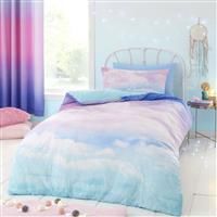 Catherine Lansfield Ombre Rainbow Clouds Reversible Double Duvet Cover Set with Pillowcases Pastel