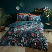 Catherine Lansfield Bedding Tropical Floral Birds Single Duvet Cover Set with Pillowcase Green