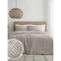 Catherine Lansfield Seersucker Duvet Set In Natural - Sb