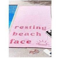 Sassy B Resting Beach Face Cotton Beach Towel Pink,76x160cm