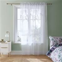 Catherine Lansfield Living Wisteria Floral 55x48 Inch Slot Top Curtain Panel White