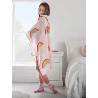 'Rainbow Hearts Fleece' Hooded Blanket