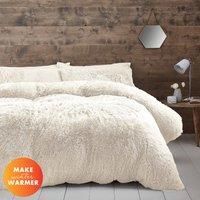 Catherine Lansfield Cuddly Faux Fur Duvet Cover Set In Cream