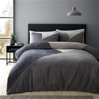 Catherine Lansfield Cosy Larsson Geo Fleece Single Duvet Cover Set with Pillowcase Grey