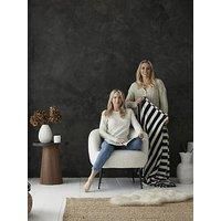 Style Sisters Knitted Stripe Cotton 150x180cm Blanket Throw Black White