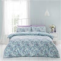 Catherine Lansfield Daisy Meadow Floral Reversible Single Duvet Cover Set with Pillowcase Duck egg Blue