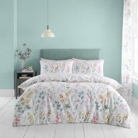 Catherine Lansfield Emilia Floral Reversible Single Duvet Cover Set with Pillowcase White Green